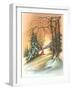 Christmas Greetings, Cabin in Snow-null-Framed Art Print