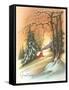 Christmas Greetings, Cabin in Snow-null-Framed Stretched Canvas