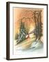 Christmas Greetings, Cabin in Snow-null-Framed Art Print