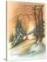 Christmas Greetings, Cabin in Snow-null-Stretched Canvas