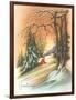 Christmas Greetings, Cabin in Snow-null-Framed Art Print