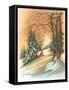 Christmas Greetings, Cabin in Snow-null-Framed Stretched Canvas