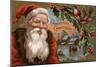 Christmas Greetings from Colorado - Santa with Holly, Village Scene-Lantern Press-Mounted Art Print