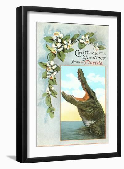 Christmas Greetings from Florida, Alligator-null-Framed Art Print