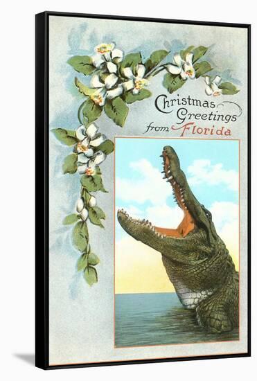 Christmas Greetings from Florida, Alligator-null-Framed Stretched Canvas