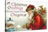 Christmas Greetings from Forest Grove, Oregon - Santa Getting Letter-Lantern Press-Stretched Canvas