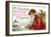 Christmas Greetings from Forest Grove, Oregon - Santa Getting Letter-Lantern Press-Framed Art Print
