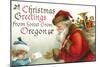 Christmas Greetings from Forest Grove, Oregon - Santa Getting Letter-Lantern Press-Mounted Art Print