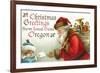 Christmas Greetings from Forest Grove, Oregon - Santa Getting Letter-Lantern Press-Framed Premium Giclee Print