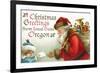 Christmas Greetings from Forest Grove, Oregon - Santa Getting Letter-Lantern Press-Framed Premium Giclee Print