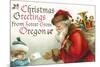 Christmas Greetings from Forest Grove, Oregon - Santa Getting Letter-Lantern Press-Mounted Premium Giclee Print