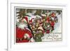 Christmas Greetings from Oregon - Santa & Sleigh-Lantern Press-Framed Art Print