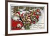 Christmas Greetings from Oregon - Santa & Sleigh-Lantern Press-Framed Art Print