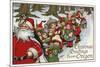 Christmas Greetings from Oregon - Santa & Sleigh-Lantern Press-Mounted Art Print