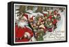 Christmas Greetings from Oregon - Santa & Sleigh-Lantern Press-Framed Stretched Canvas