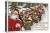 Christmas Greetings from Oregon - Santa & Sleigh-Lantern Press-Stretched Canvas