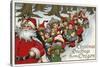 Christmas Greetings from Oregon - Santa & Sleigh-Lantern Press-Stretched Canvas