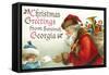 Christmas Greetings from Savannah, Georgia - Santa Getting Letter-Lantern Press-Framed Stretched Canvas