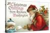 Christmas Greetings from Spokane, Washington - Santa Getting Letter-Lantern Press-Stretched Canvas