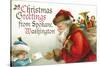 Christmas Greetings from Spokane, Washington - Santa Getting Letter-Lantern Press-Stretched Canvas
