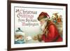 Christmas Greetings from Spokane, Washington - Santa Getting Letter-Lantern Press-Framed Premium Giclee Print