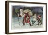 Christmas Greetings Postcard with Santa Claus and Two Children-null-Framed Giclee Print