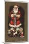 Christmas Greetings - Santa Stuffing Stocking with Nutcracker-Lantern Press-Mounted Art Print