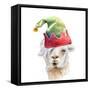 Christmas Hat Llama-Lanie Loreth-Framed Stretched Canvas