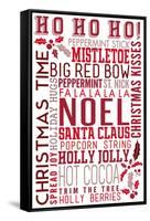 Christmas - Ho Ho Ho - Typography-Lantern Press-Framed Stretched Canvas