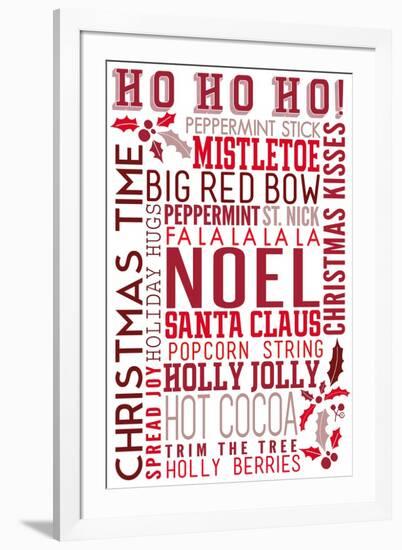 Christmas - Ho Ho Ho - Typography-Lantern Press-Framed Art Print