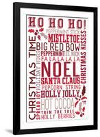 Christmas - Ho Ho Ho - Typography-Lantern Press-Framed Art Print