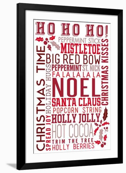 Christmas - Ho Ho Ho - Typography-Lantern Press-Framed Art Print