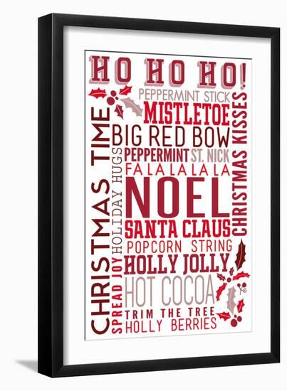 Christmas - Ho Ho Ho - Typography-Lantern Press-Framed Art Print