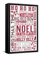 Christmas - Ho Ho Ho - Typography-Lantern Press-Framed Stretched Canvas