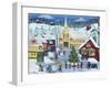Christmas Holiday Shopping Village-Cheryl Bartley-Framed Giclee Print
