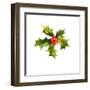 Christmas Holly Watercolor Background-depiano-Framed Art Print