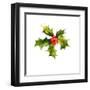 Christmas Holly Watercolor Background-depiano-Framed Art Print