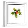 Christmas Holly Watercolor Background-depiano-Framed Art Print