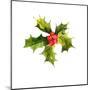 Christmas Holly Watercolor Background-depiano-Mounted Art Print