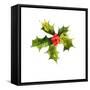 Christmas Holly Watercolor Background-depiano-Framed Stretched Canvas