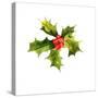 Christmas Holly Watercolor Background-depiano-Stretched Canvas