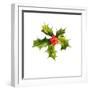 Christmas Holly Watercolor Background-depiano-Framed Art Print