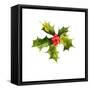 Christmas Holly Watercolor Background-depiano-Framed Stretched Canvas