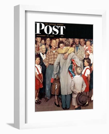 "Christmas Homecoming" Saturday Evening Post Cover, December 25,1948-Norman Rockwell-Framed Giclee Print