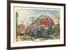 Christmas Homecoming, Train at Station-null-Framed Art Print