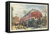 Christmas Homecoming, Train at Station-null-Framed Stretched Canvas