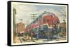 Christmas Homecoming, Train at Station-null-Framed Stretched Canvas