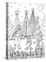 Christmas Iceskaters-KCDoodleArt-Stretched Canvas