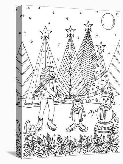 Christmas Iceskaters-KCDoodleArt-Stretched Canvas