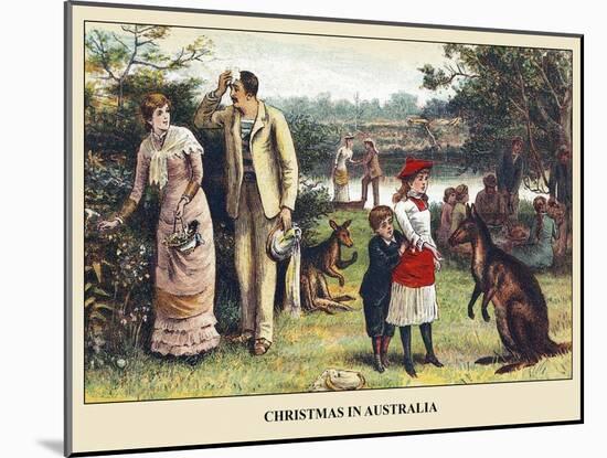 Christmas In Australia-Family With Kangaroos-E.K. Johnson-Mounted Art Print